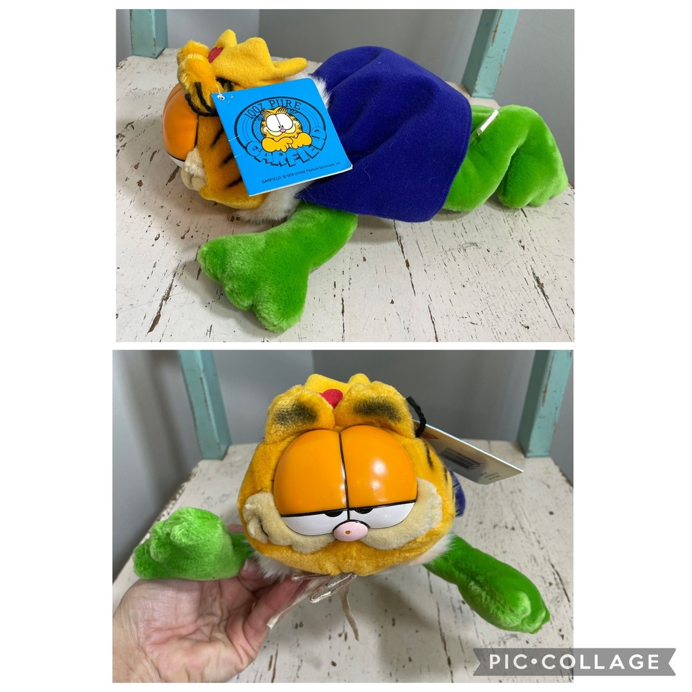 Vintage Dakin Garfield Frog Prince Plush 14239 Crown Cape Green 11" NEW